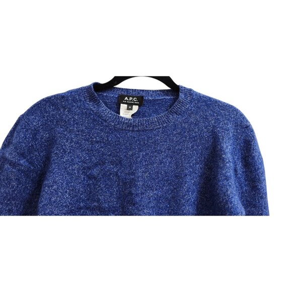 A.P.C. APC Wool Blend Crewneck Sweater M Blue Melange Knit Paris Minimalist Chic - Picture 3 of 9